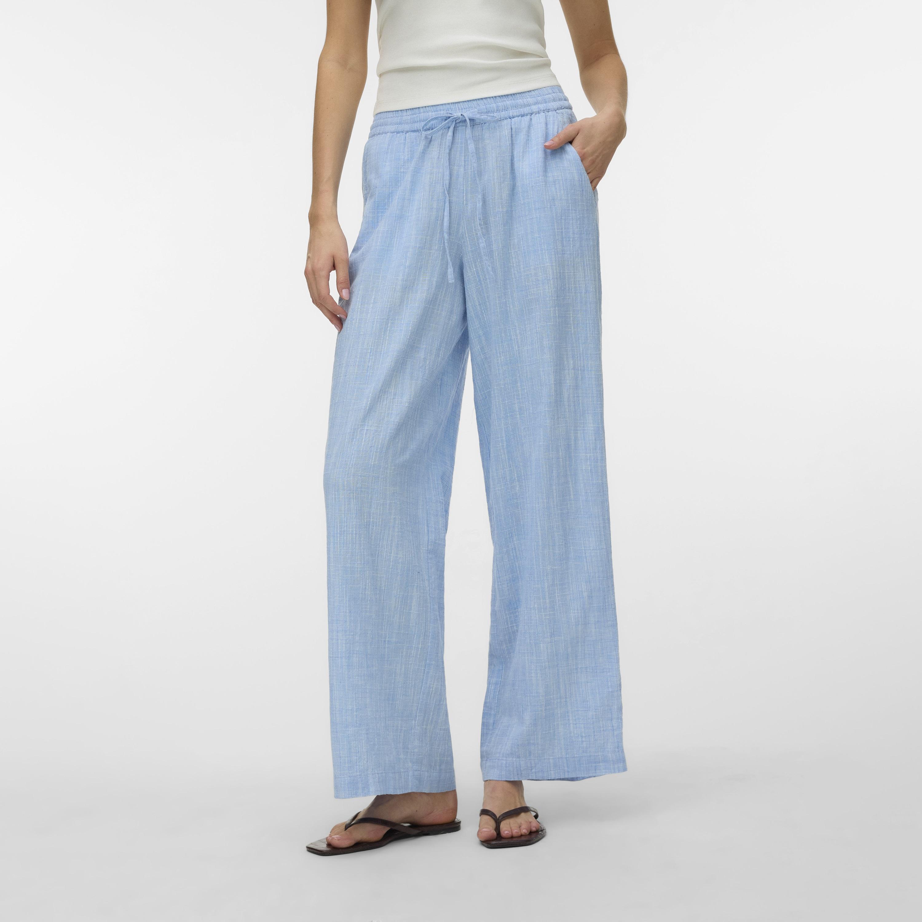 Vero Moda Textured Drawstring Waist Wide Leg Women's Trousers-women-clothing-trousers-image-1