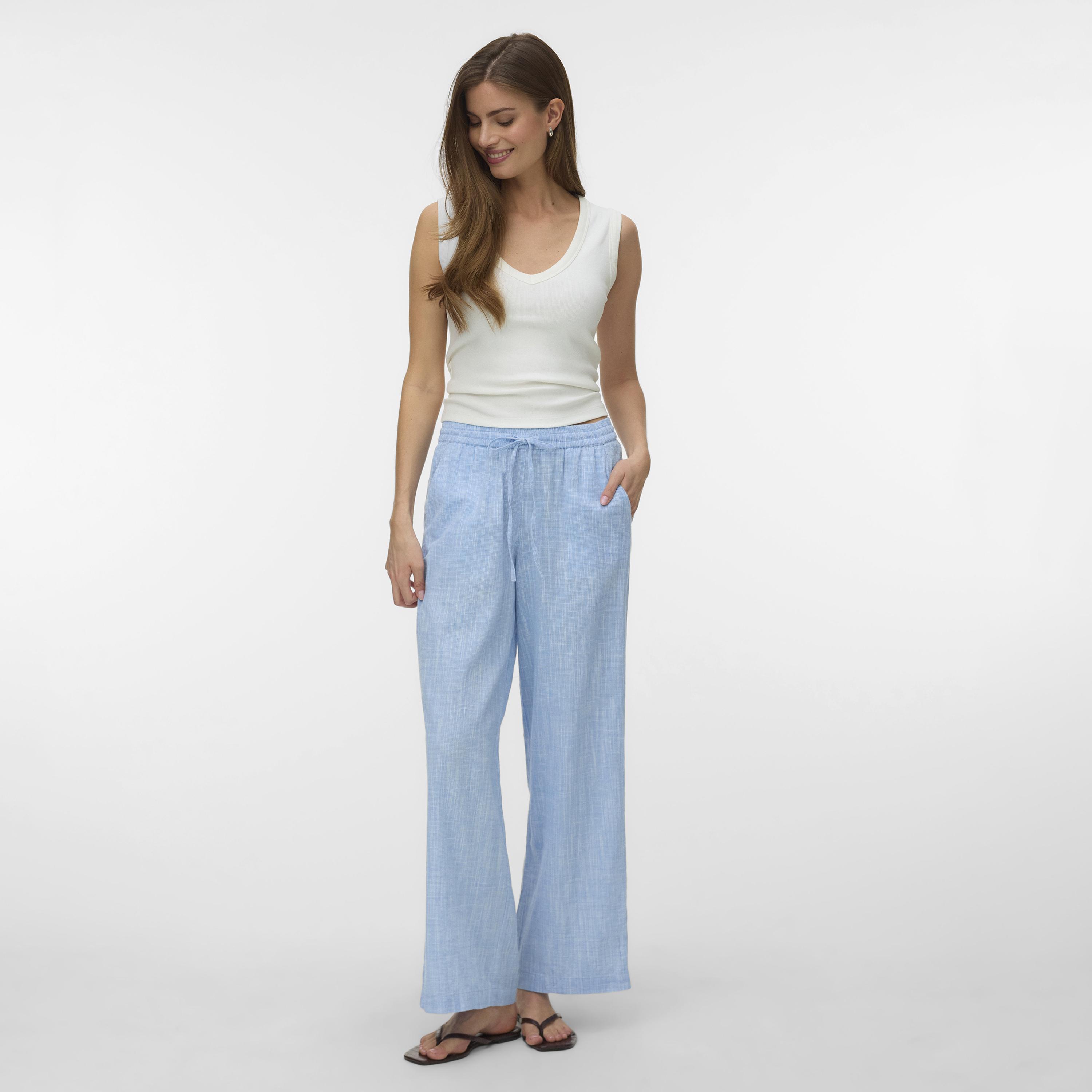 Vero Moda Textured Drawstring Waist Wide Leg Women's Trousers-women-clothing-trousers-image-2