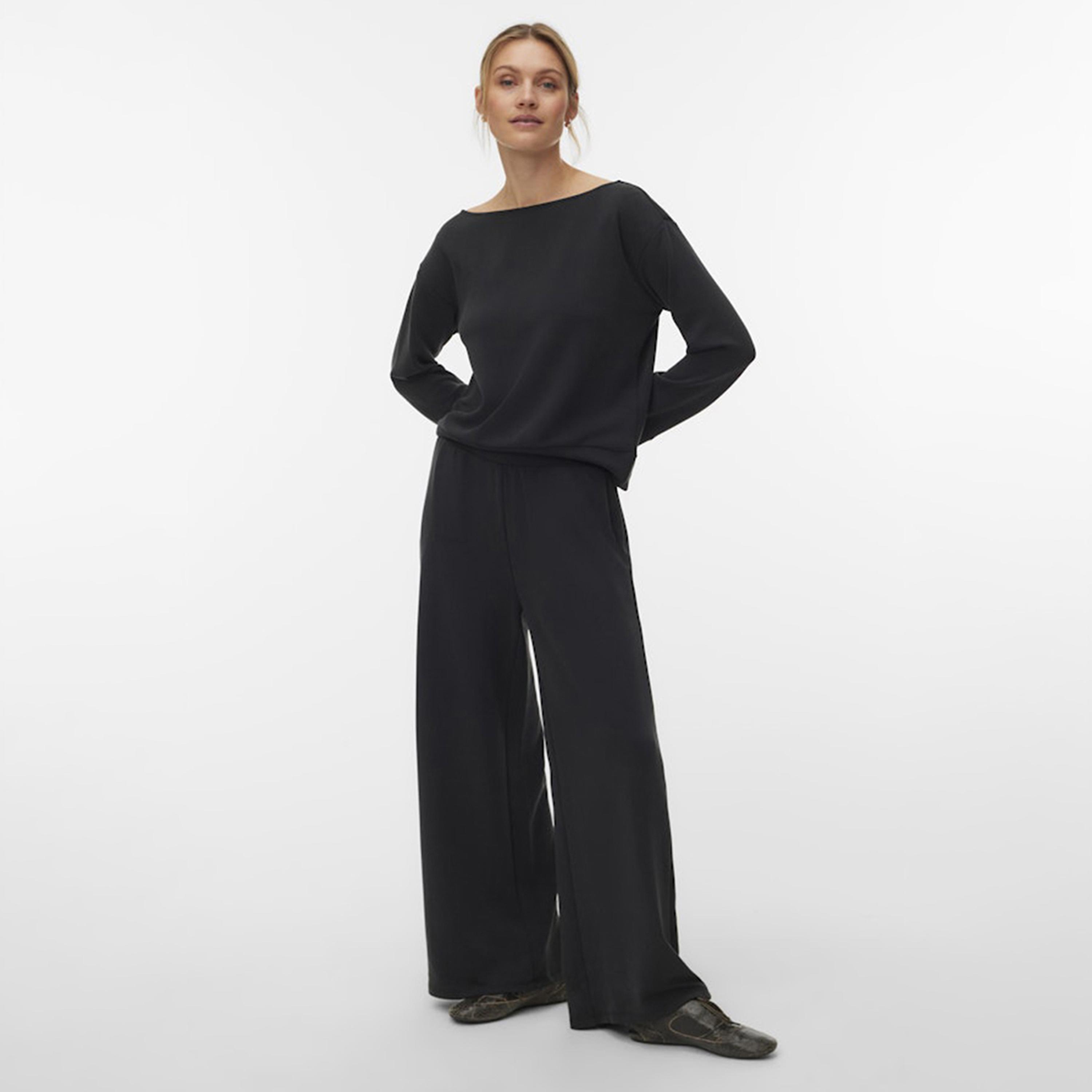 بلوزة نسائية بأكمام "دروب شولدر" منسدلة وياقة "بوت نيك" من فيرو مودا-women-clothing-shirtsandblouses-blouses-image-2