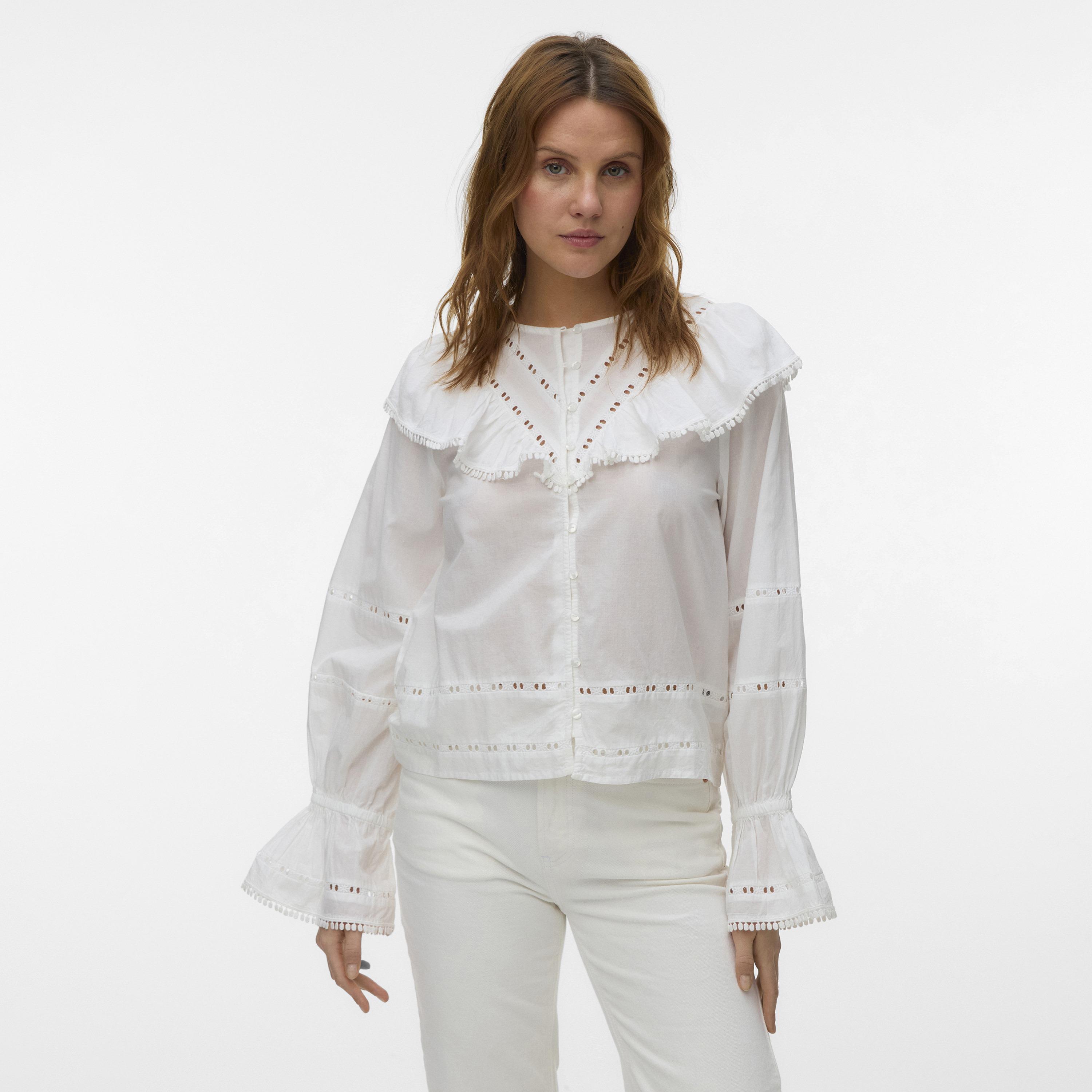 Vero Moda White Eyelet Embroidered Cotton Women's Top-women-clothing-shirtsandblouses-blouses-image-1