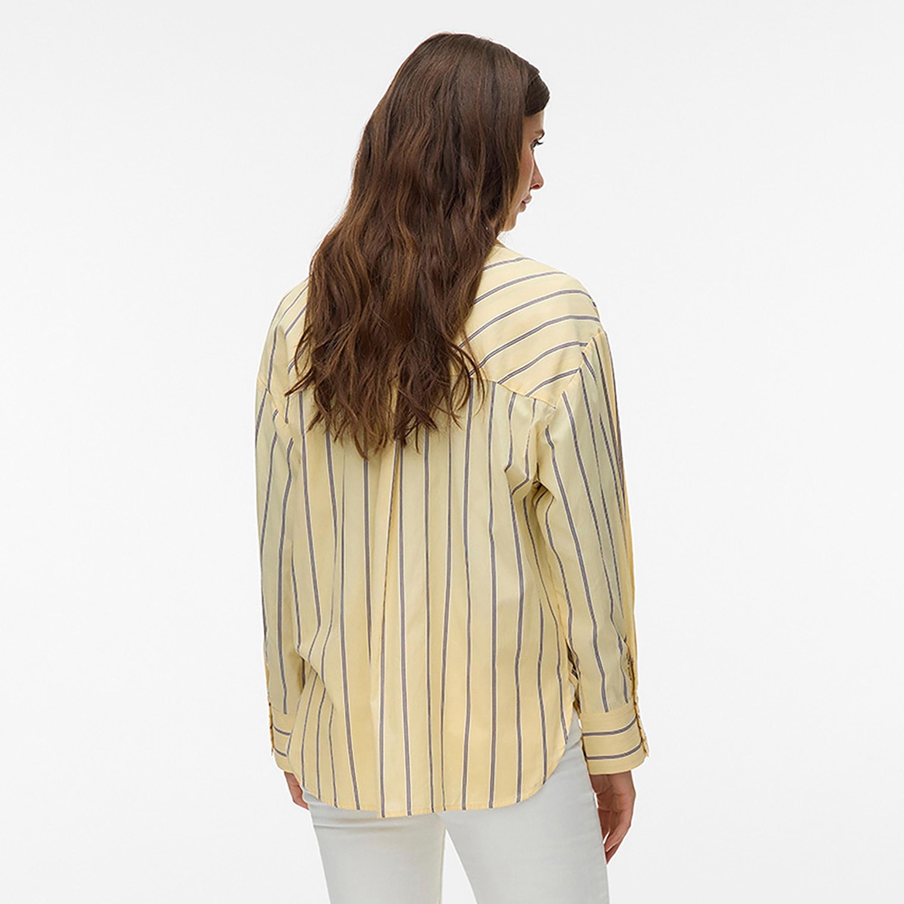 قميص حريمي بياقة ومخطط باللون الأصفر من فيرو مودا-women-clothing-shirtsandblouses-shirts-image-3