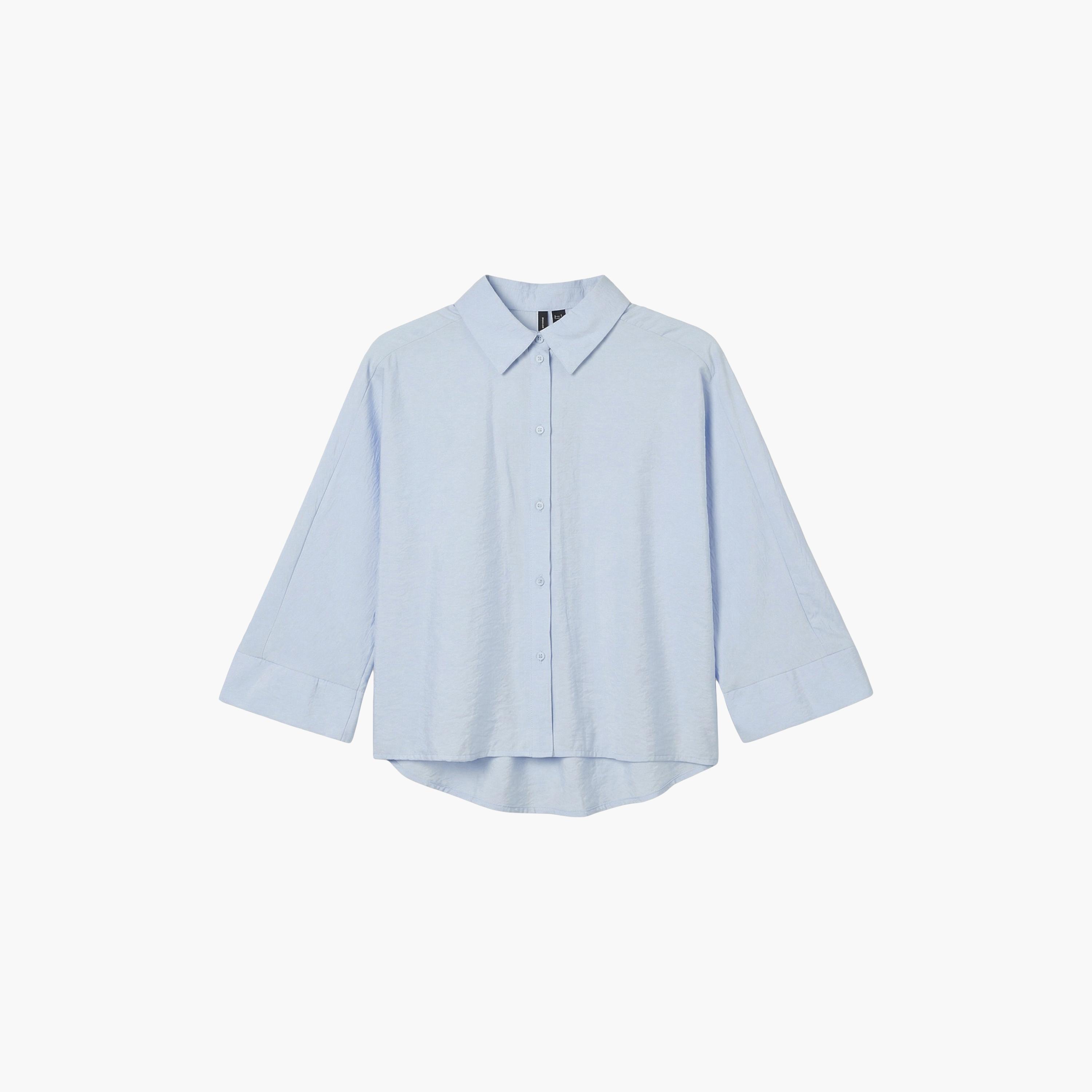 قميص حريمي بياقة مدببة ملمس أزرق من فيرو مودا-women-clothing-shirtsandblouses-shirts-image-6