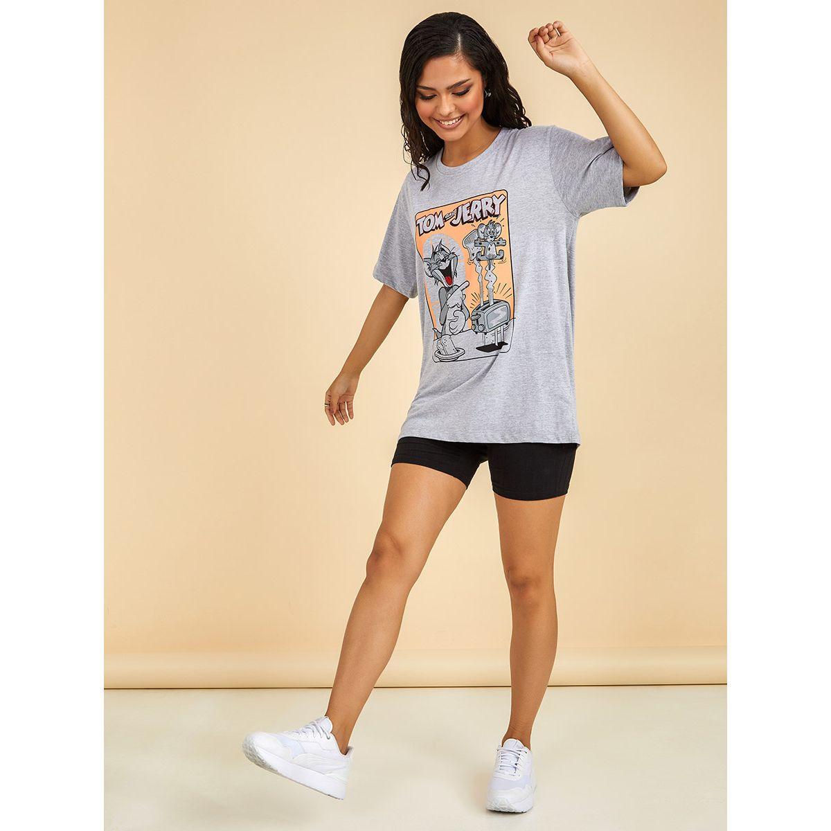 Styli WB Short Sleeves Tom and Jerry Graphic Oversized T-shirt-women-clothing-tshirts-image-2