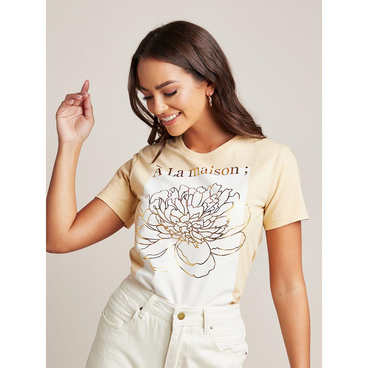 Styli A 'La Maison Graphic Print Regular Fit T-shirt-women-clothing-tshirts-image-1