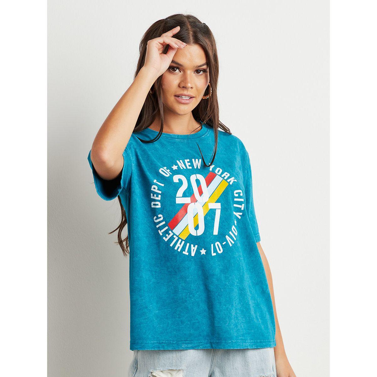 Styli 1984 Athletic Dept. Slogan Print Boxy T-shirt-women-clothing-tshirts-image-1