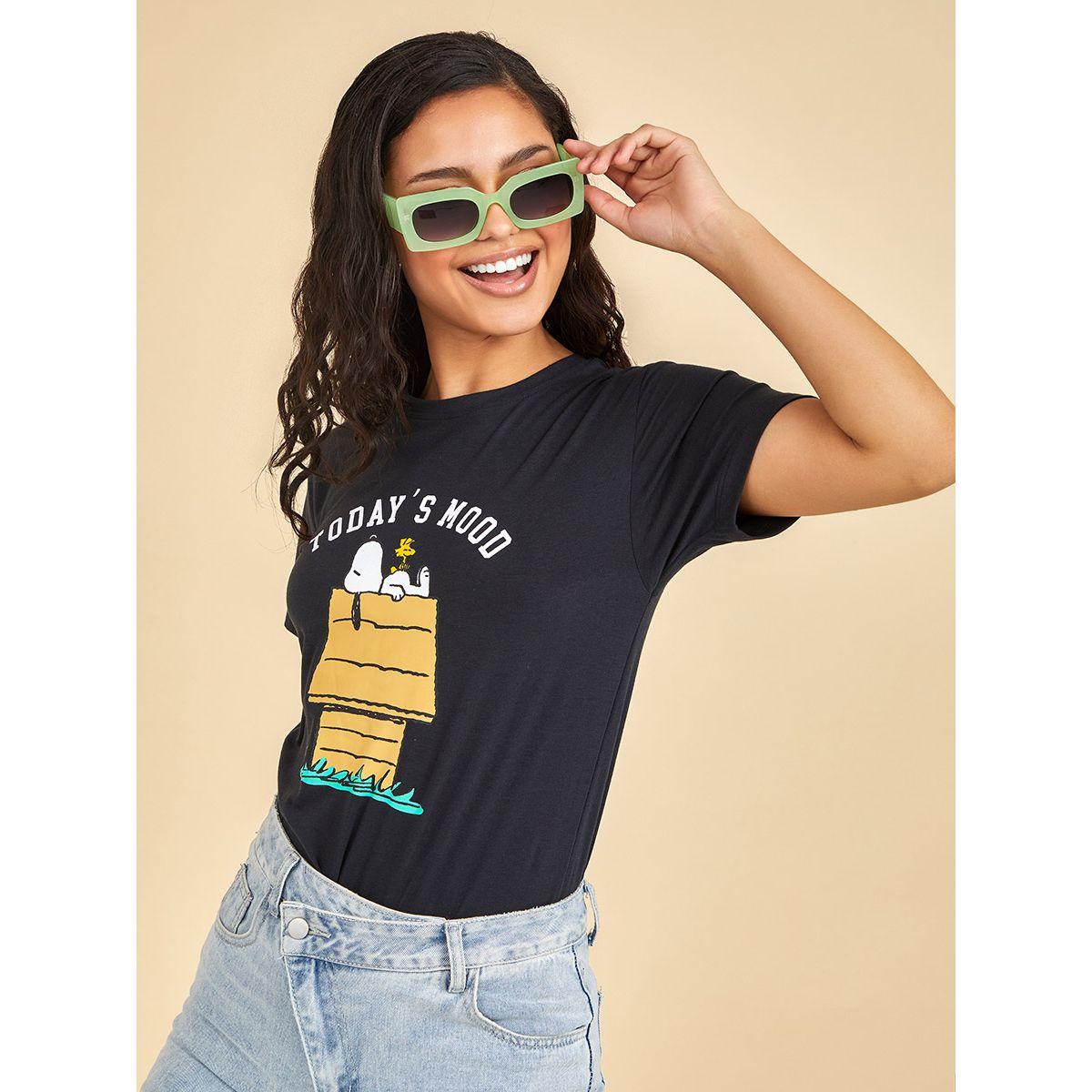 Styli Short Sleeves Snoopy Graphic Regular Fit T-shirt-women-clothing-tshirts-image-1