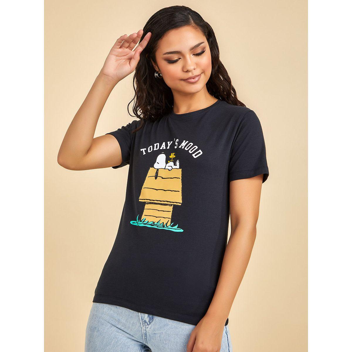 Styli Short Sleeves Snoopy Graphic Regular Fit T-shirt-women-clothing-tshirts-image-3