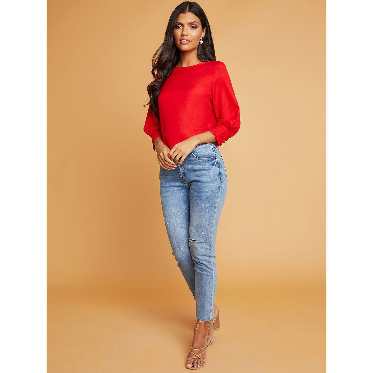 Styli Round Neck 3/4 Sleeves Top-women-clothing-shirtsandblouses-blouses-image-7