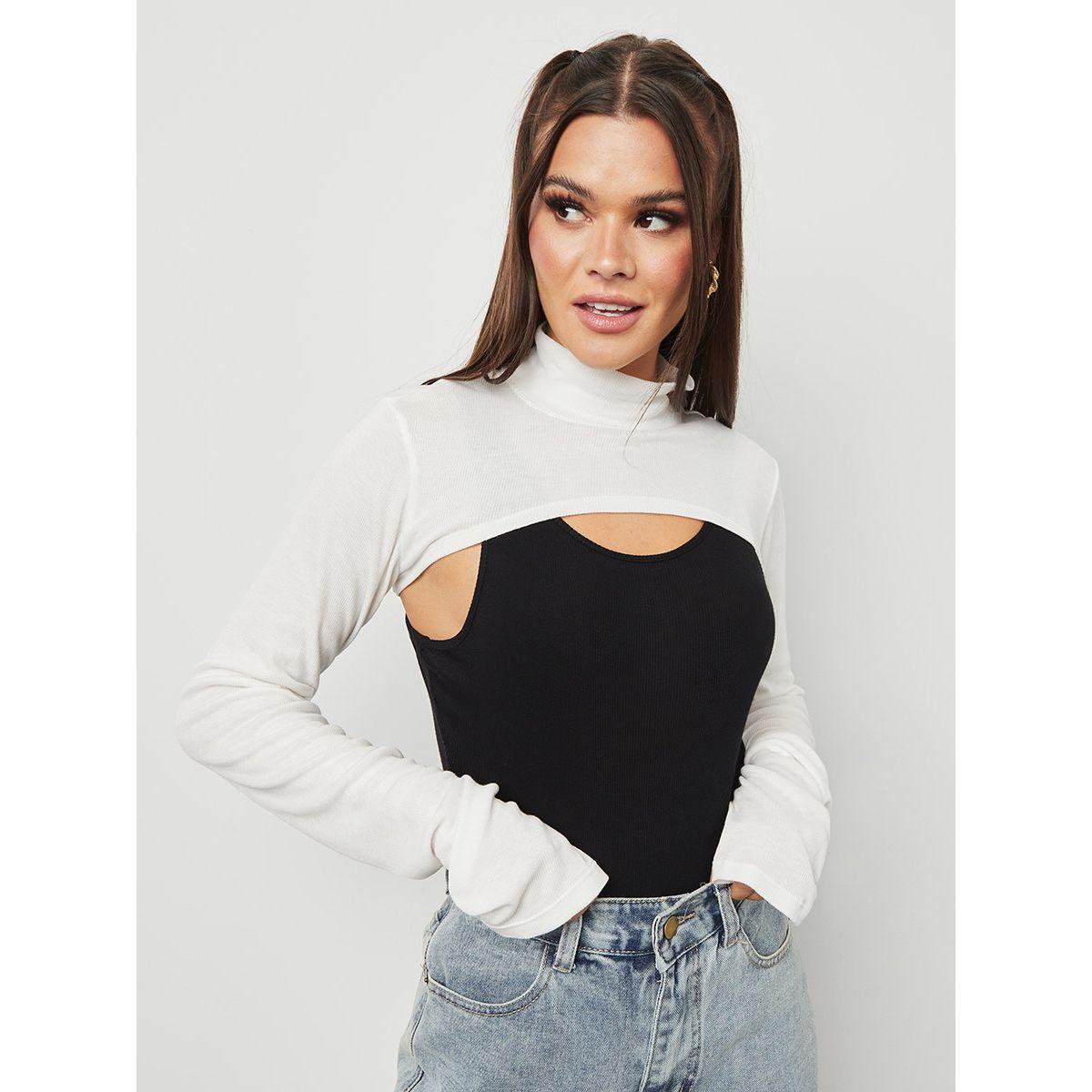 Styli Rib Long Sleeves Extreme Crop Top-women-clothing-shirtsandblouses-blouses-image-1