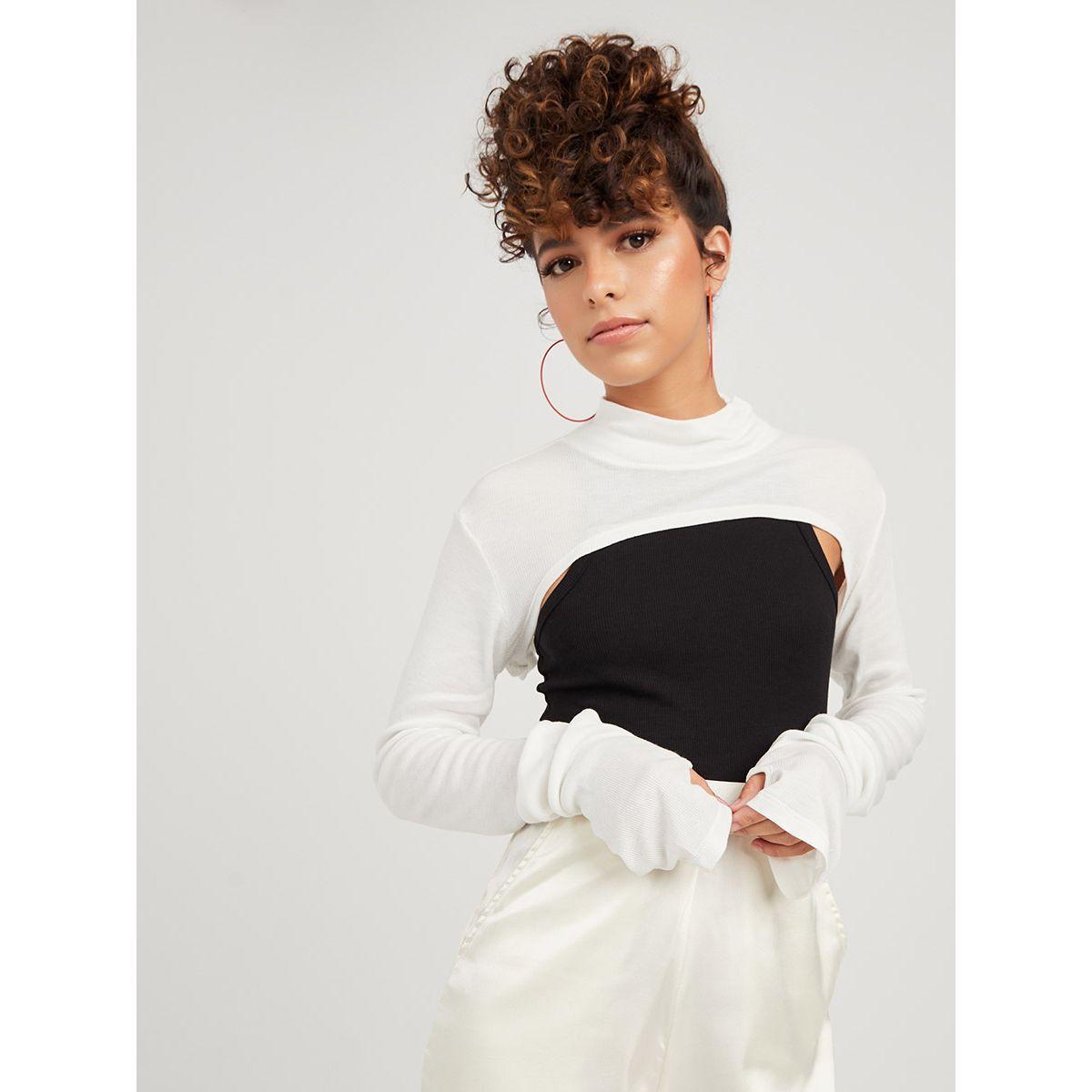 Styli Rib Long Sleeves Extreme Crop Top-women-clothing-shirtsandblouses-blouses-image-2