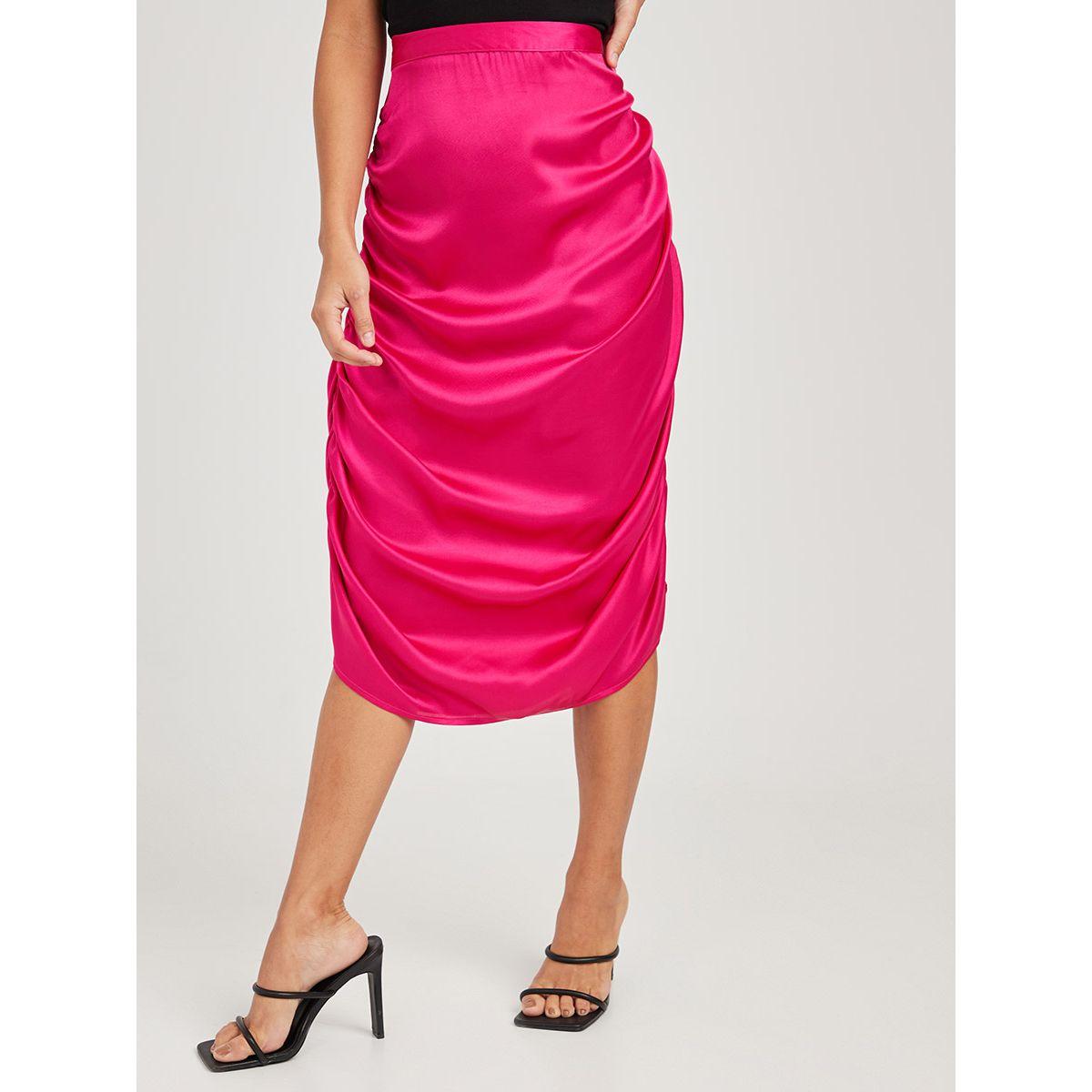 تنورة ميدي ساتان من ستايلي-women-clothing-bottoms-skirts-image-1