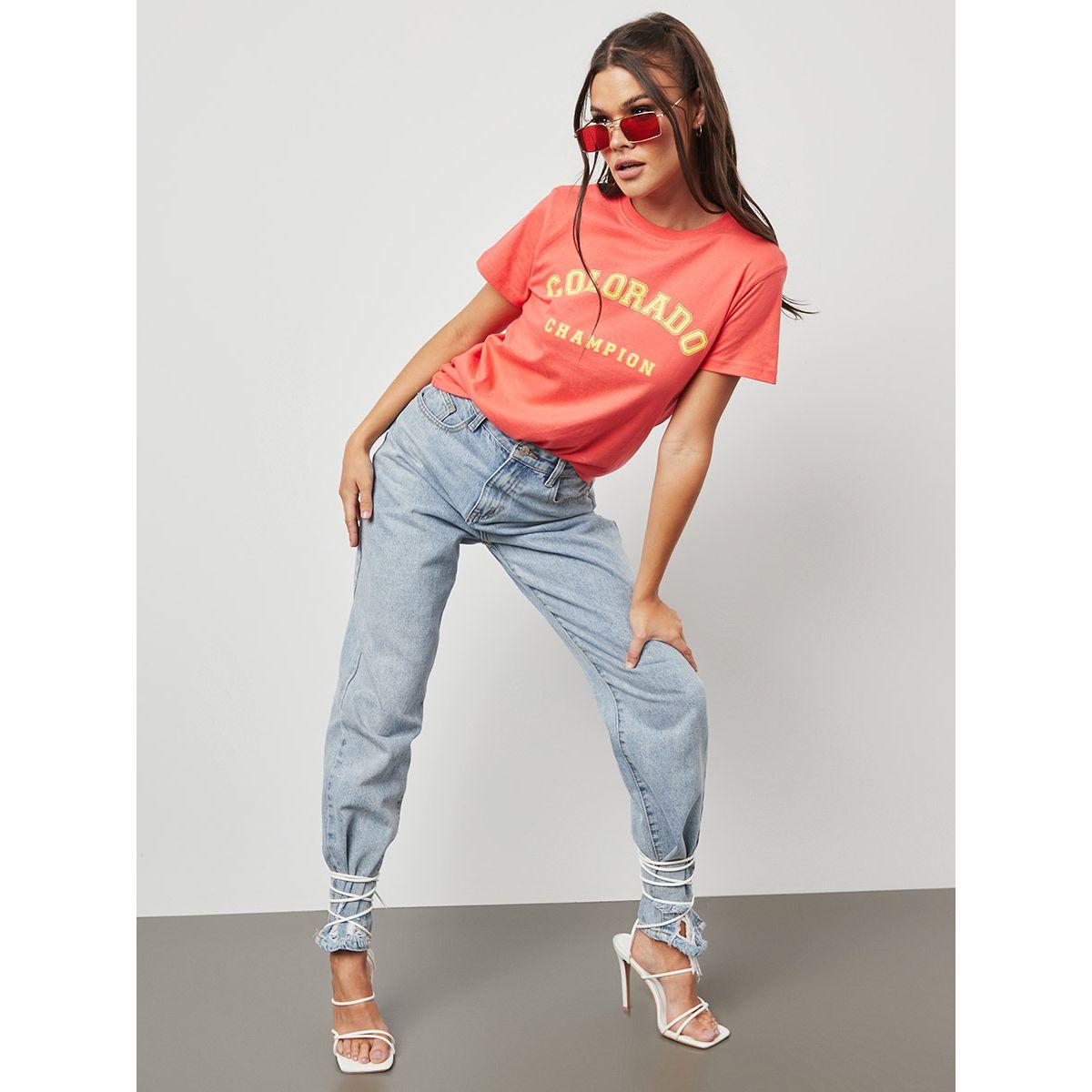 Styli Colorado Slogan Print Regular Fit T-shirt-women-clothing-tshirts-image-2