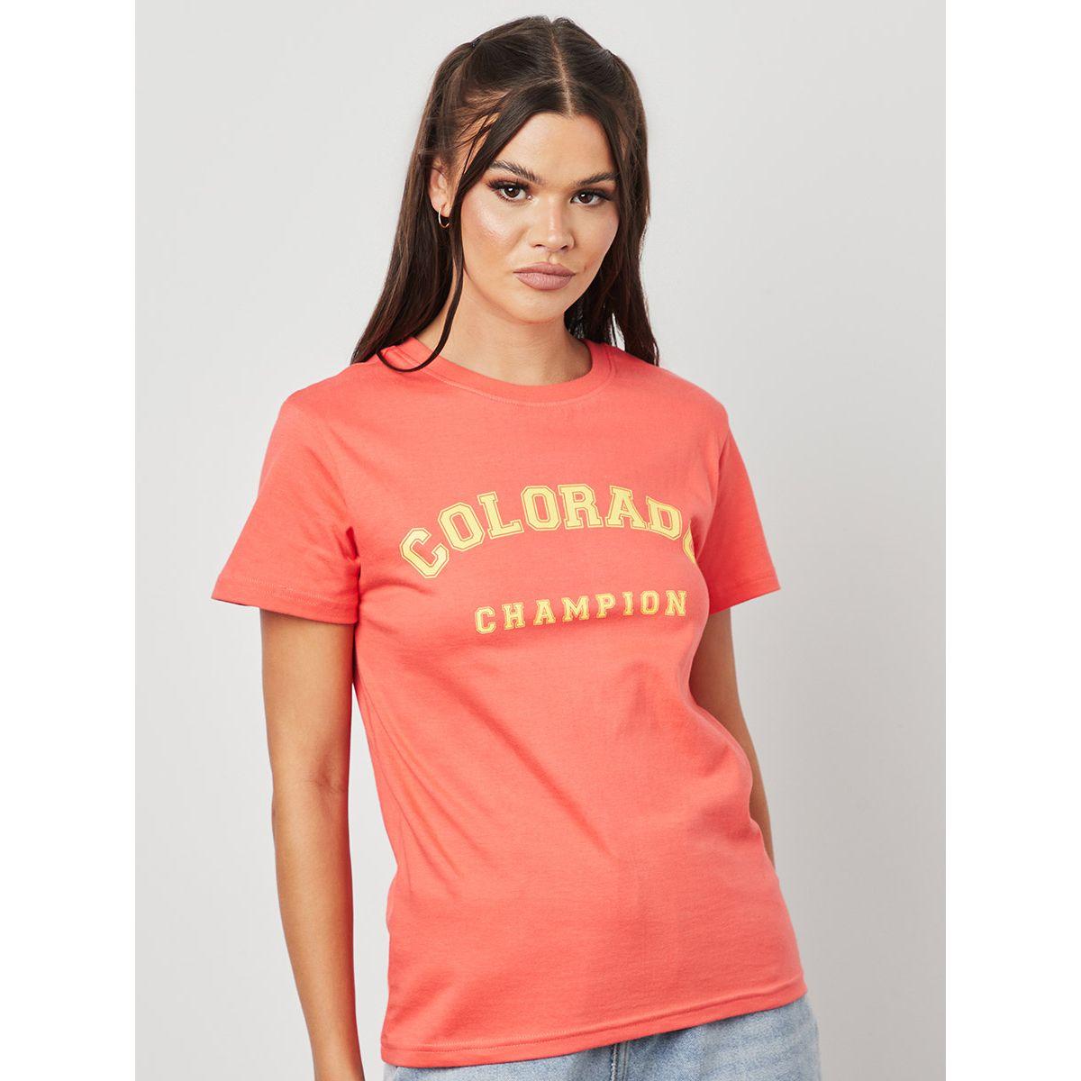Styli Colorado Slogan Print Regular Fit T-shirt-women-clothing-tshirts-image-3