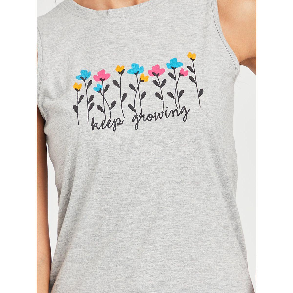 Styli Sleeveless Flower Graphic Print Round Neck Regular T-shirt-women-clothing-tshirts-image-4