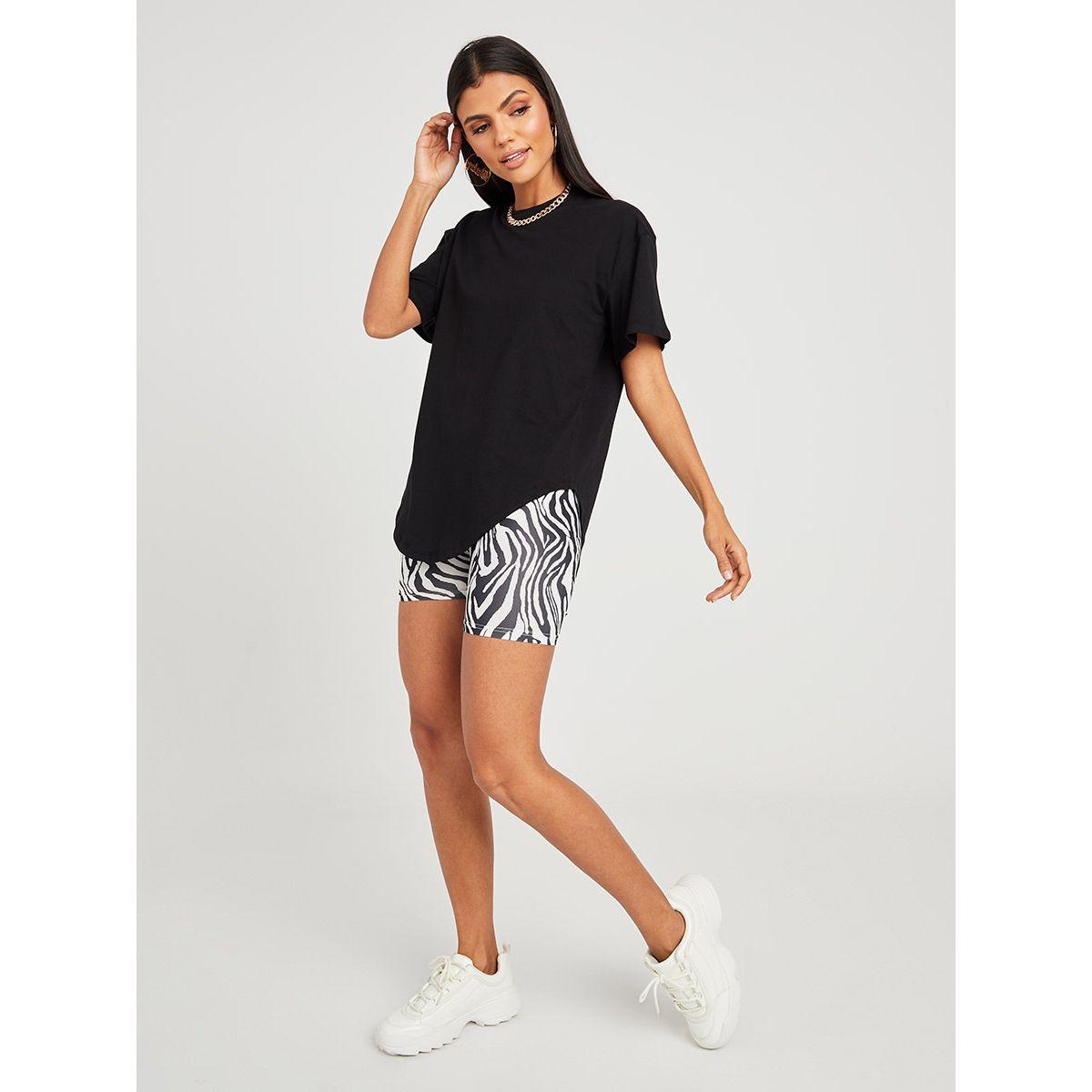 Styli Short Sleeves Longline Curved Hem T-shirt-women-clothing-tshirts-image-2