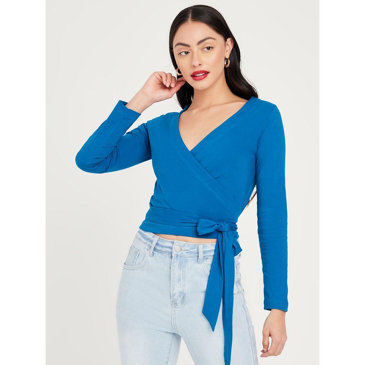 Styli Long Sleeves Cotton Wrap Around Top-women-clothing-shirtsandblouses-blouses-image-1