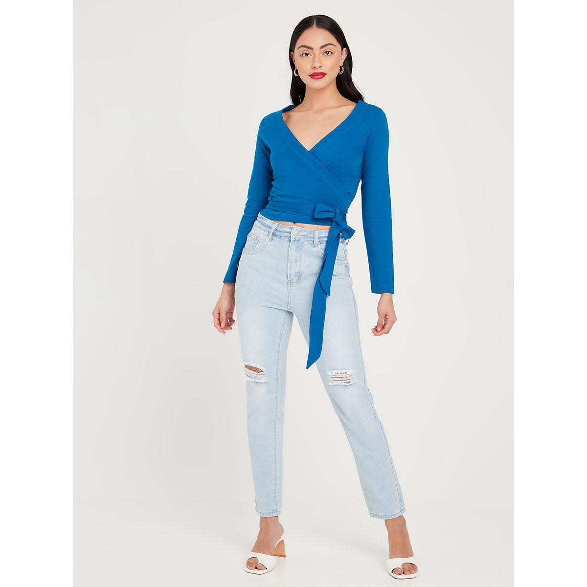 Styli Long Sleeves Cotton Wrap Around Top-women-clothing-shirtsandblouses-blouses-image-2