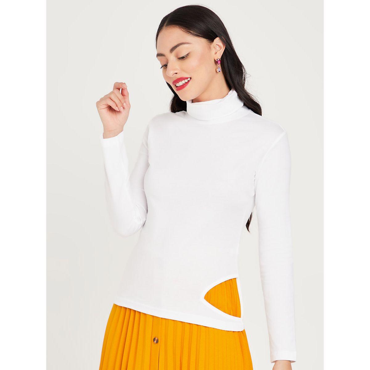 Styli Long Sleeves Turtle Neck Knitted Top with Cut Out Detail-women-clothing-tshirts-image-1