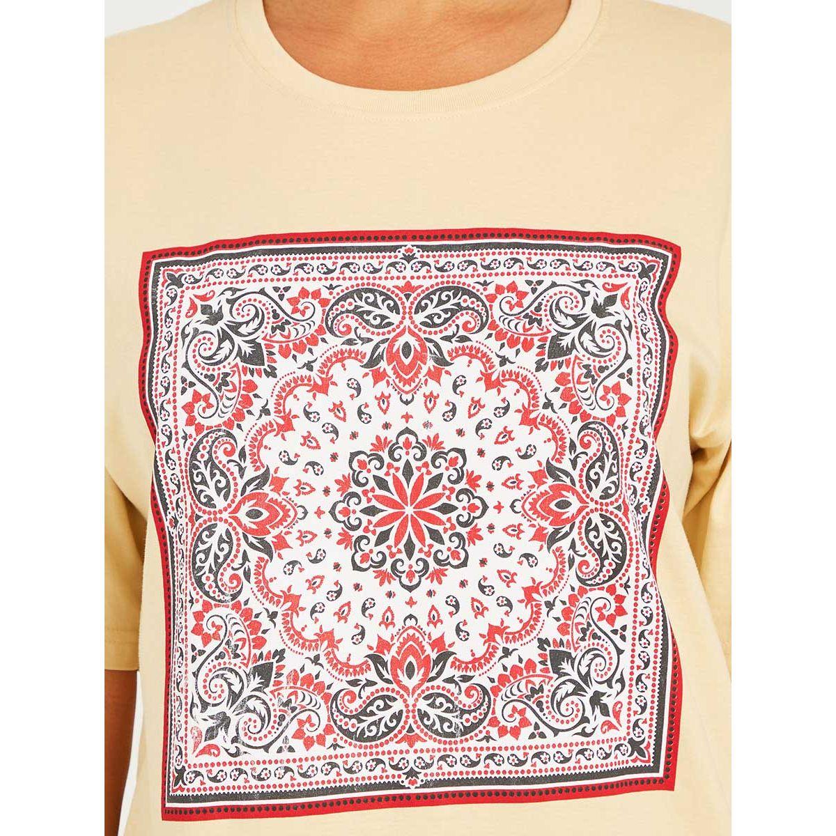 Styli Short Sleeves Scarf Placement Print Cotton Oversized T-shirt-women-clothing-tshirts-image-3