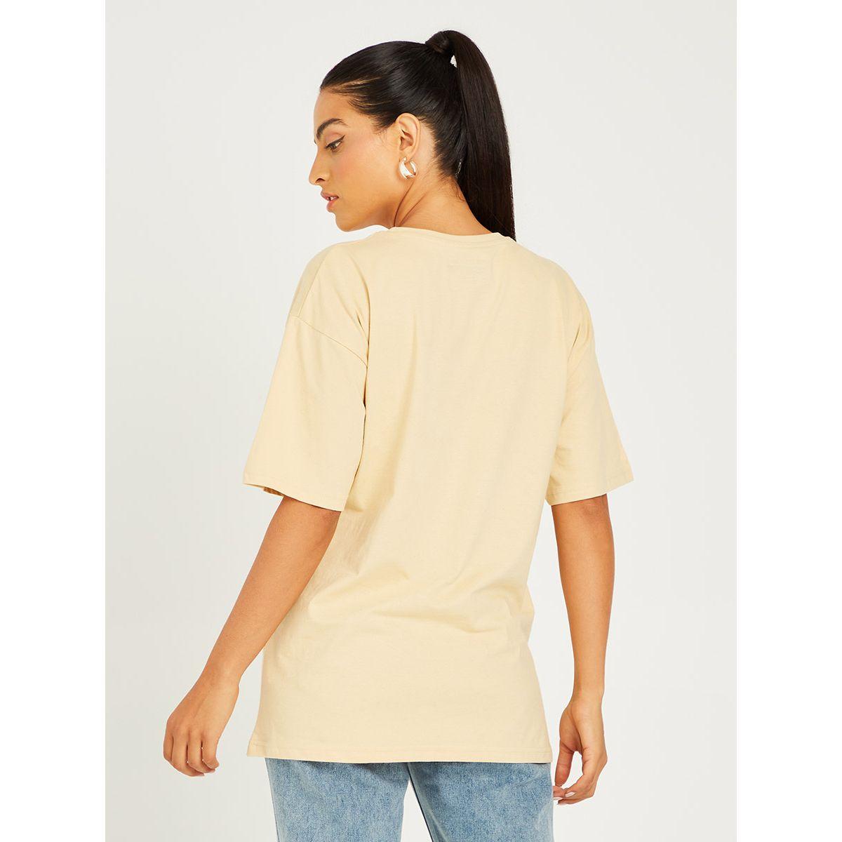 Styli Short Sleeves Scarf Placement Print Cotton Oversized T-shirt-women-clothing-tshirts-image-4