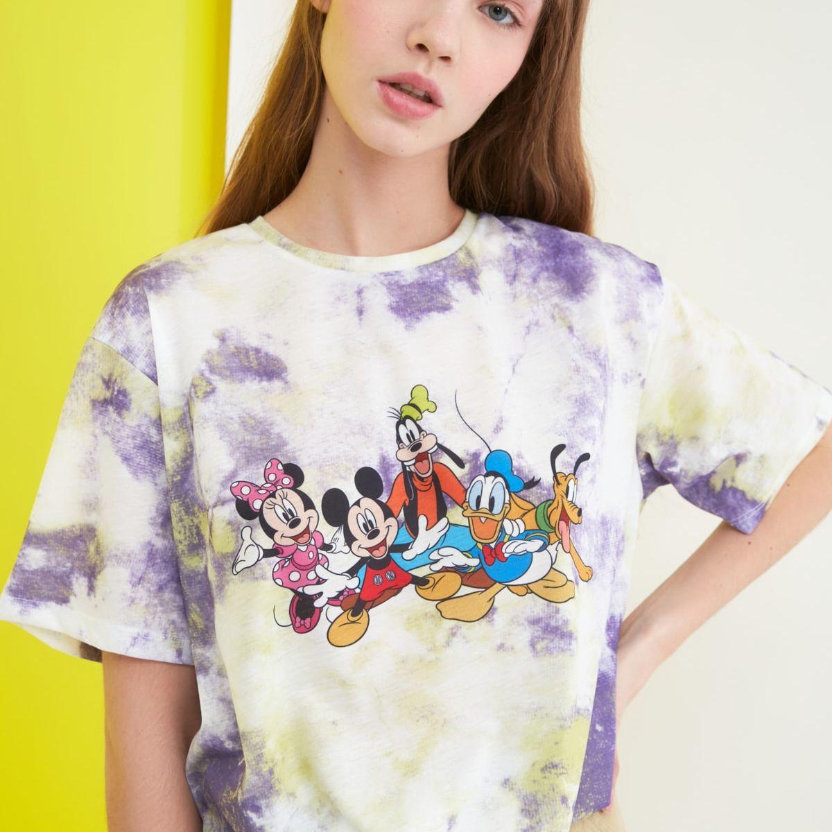 Trendyol Short Sleeves Tie and Dye Graphic Print Regular Fit T-shirt-women-clothing-tshirts-image-1
