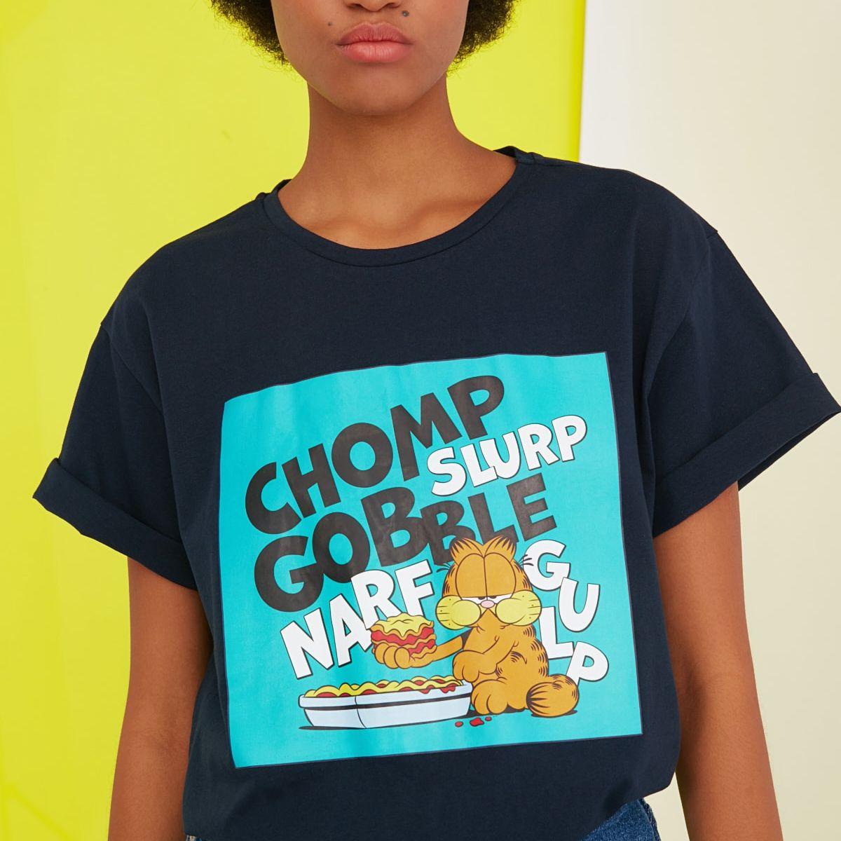 Trendyol Short Sleeves Garfield Print Cotton Regular T-shirt-women-clothing-tshirts-image-2