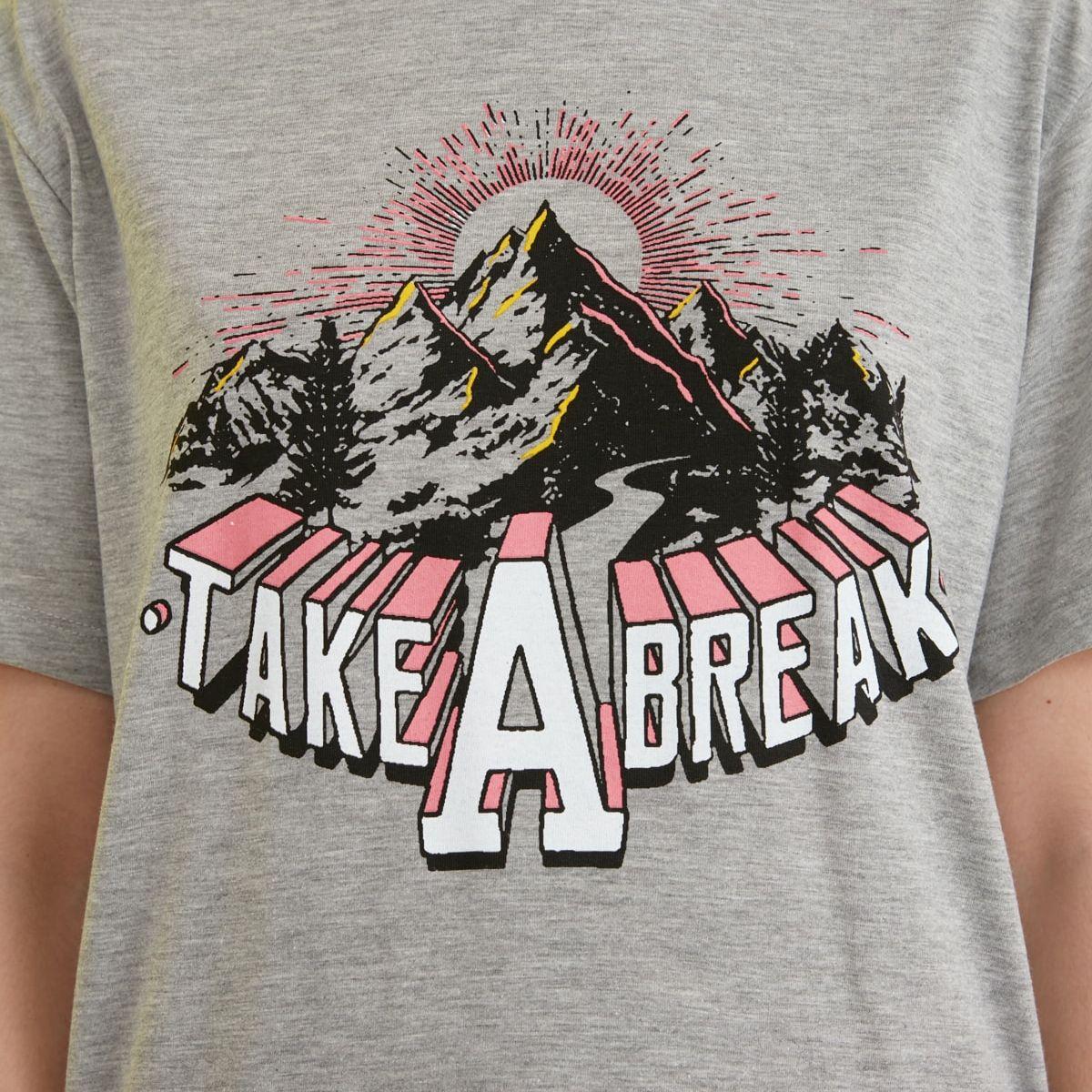 Trendyol Short Sleeves Take A Break Graphic Print Regular T-shirt-women-clothing-tshirts-image-4