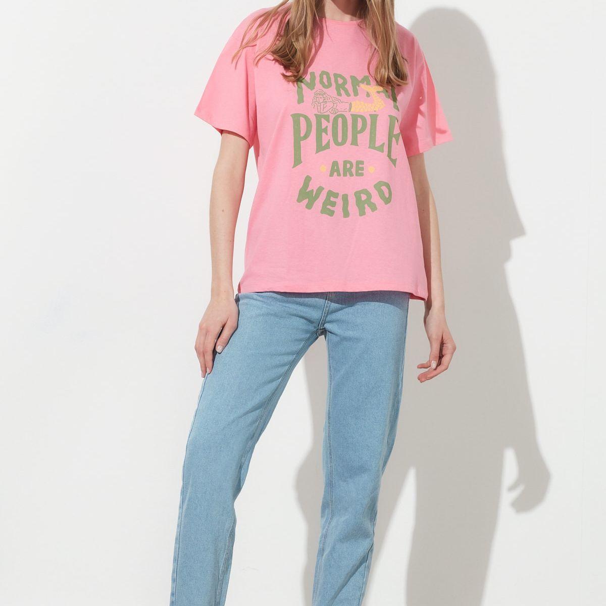 Trendyol Drop Shoulder Normal People Slogan Print Regular T-shirt-women-clothing-tshirts-image-4
