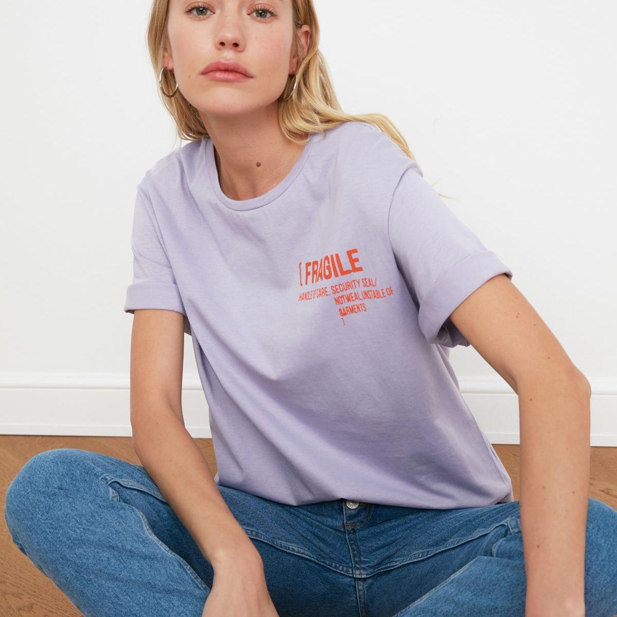 Trendyol Short Sleeves Sleazy Corner Graphic Print Oversized T-shirt-women-clothing-tshirts-image-4