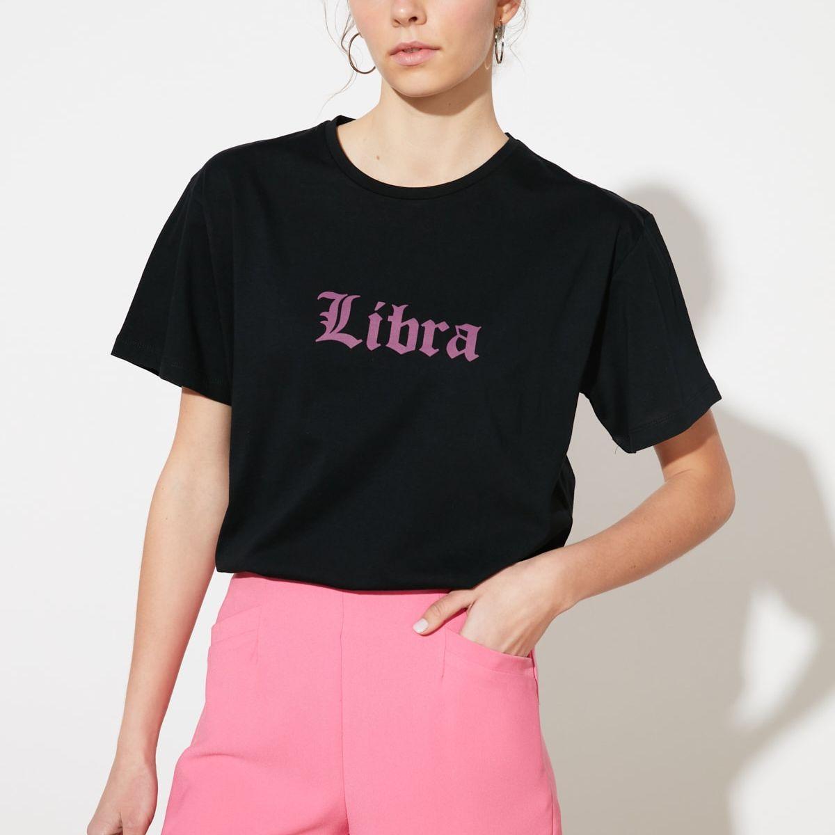 Trendyol Short Sleeves Libra Zodiac Print Knit Regular T-shirt-women-clothing-tshirts-image-1