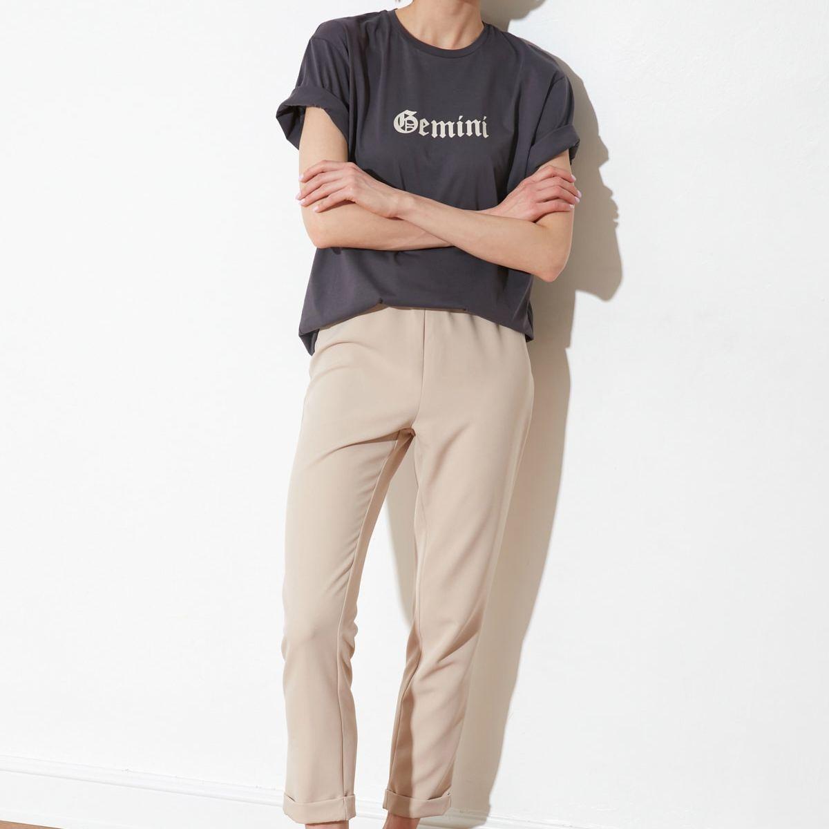 Trendyol Short Sleeves Gemini Zodiac Print Knit Regular T-shirt-women-clothing-tshirts-image-3