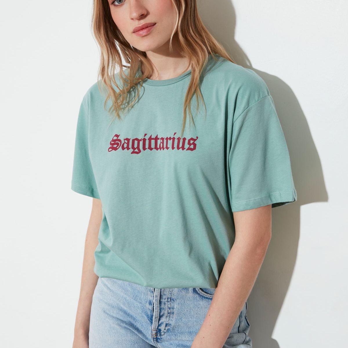 Trendyol Short Sleeves Sagittarius Zodiac Print Knit Regular T-shirt-women-clothing-tshirts-image-1