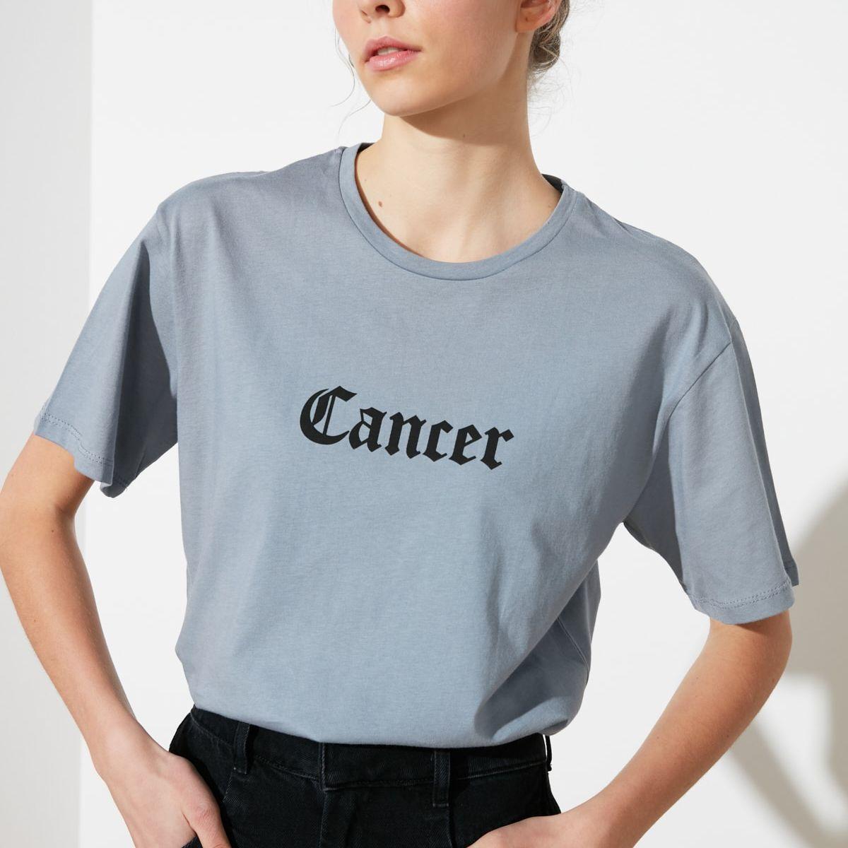 Trendyol Short Sleeves Cancer Zodiac Print Knit Regular T-shirt-women-clothing-tshirts-image-1