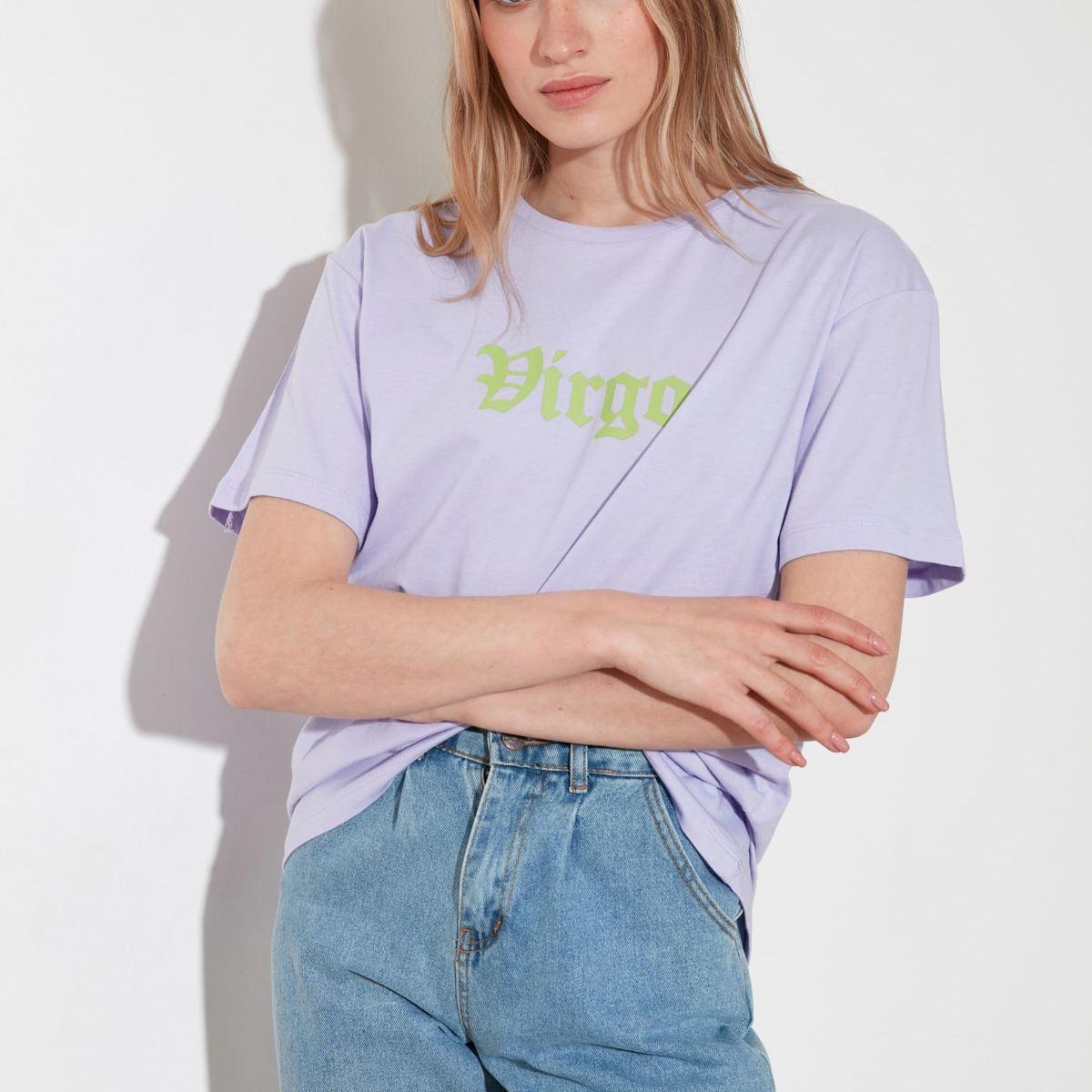 Trendyol Short Sleeves Virgo Zodiac Print Knit Regular T-shirt-women-clothing-tshirts-image-4