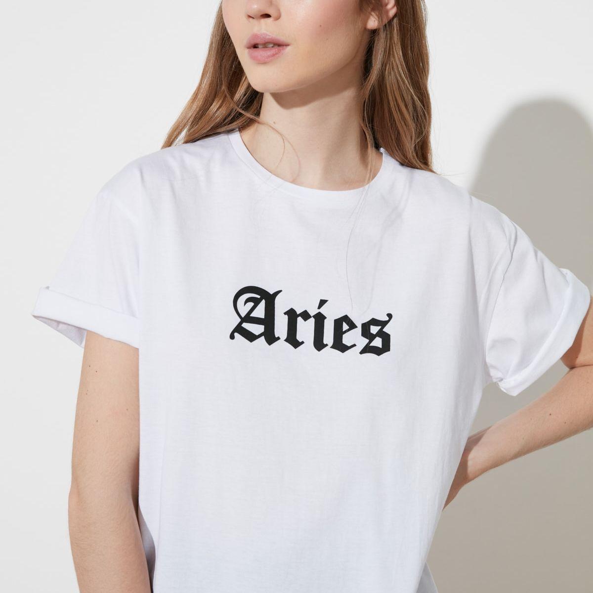 Trendyol Short Sleeves Aries Zodiac Print Knit Regular T-shirt-women-clothing-tshirts-image-1