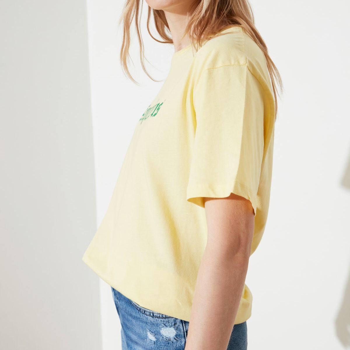 Trendyol Short Sleeves Aquarius Zodiac Print Knit Regular T-shirt-women-clothing-tshirts-image-2
