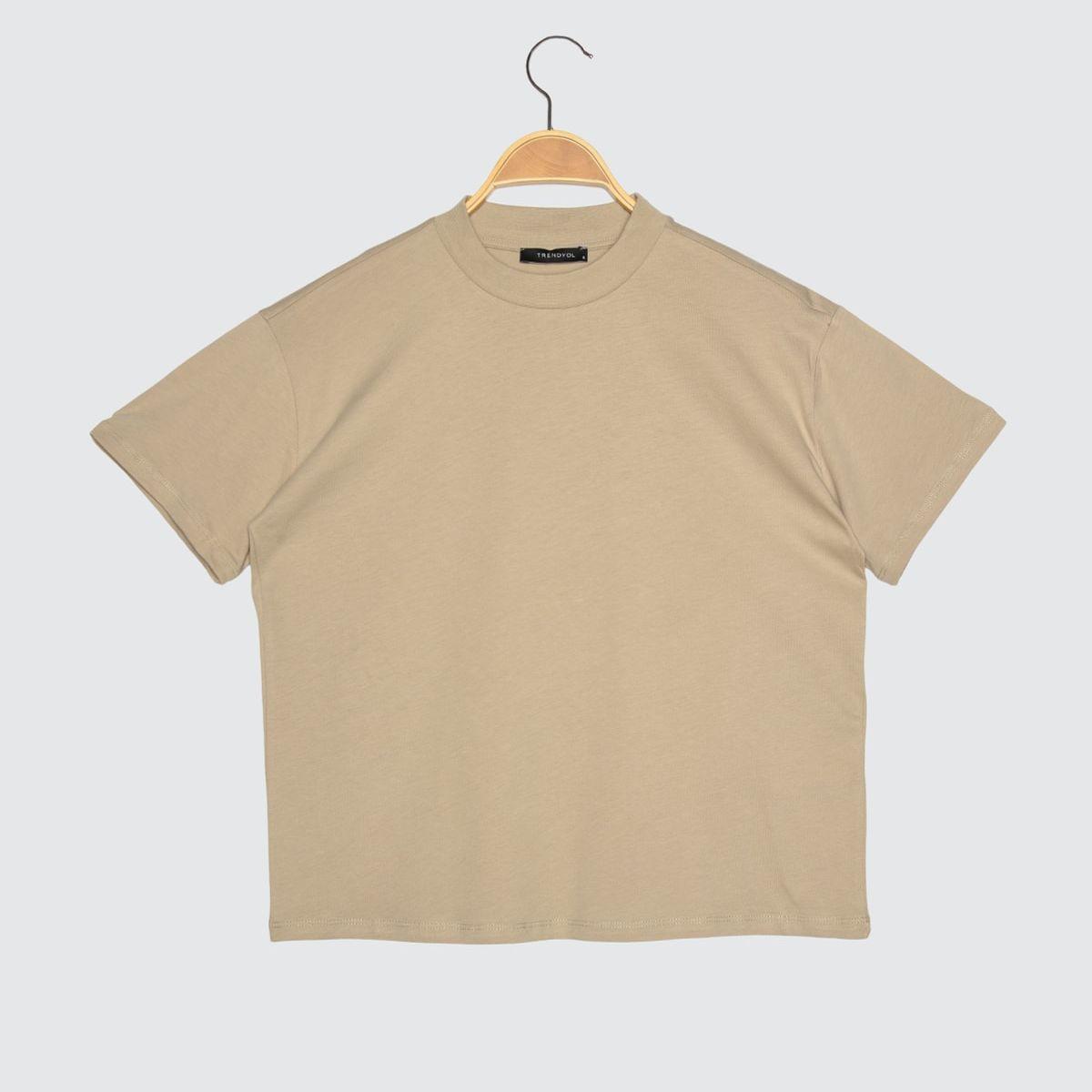 Trendyol Short Sleeves High Neck Cotton Regular T-shirt-women-clothing-tshirts-image-5