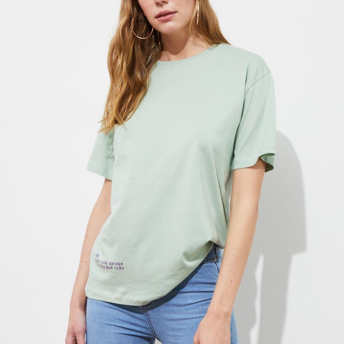 Trendyol Short Sleeves The Intelligence Graphic Print Knitted T-shirt-women-clothing-tshirts-image-2