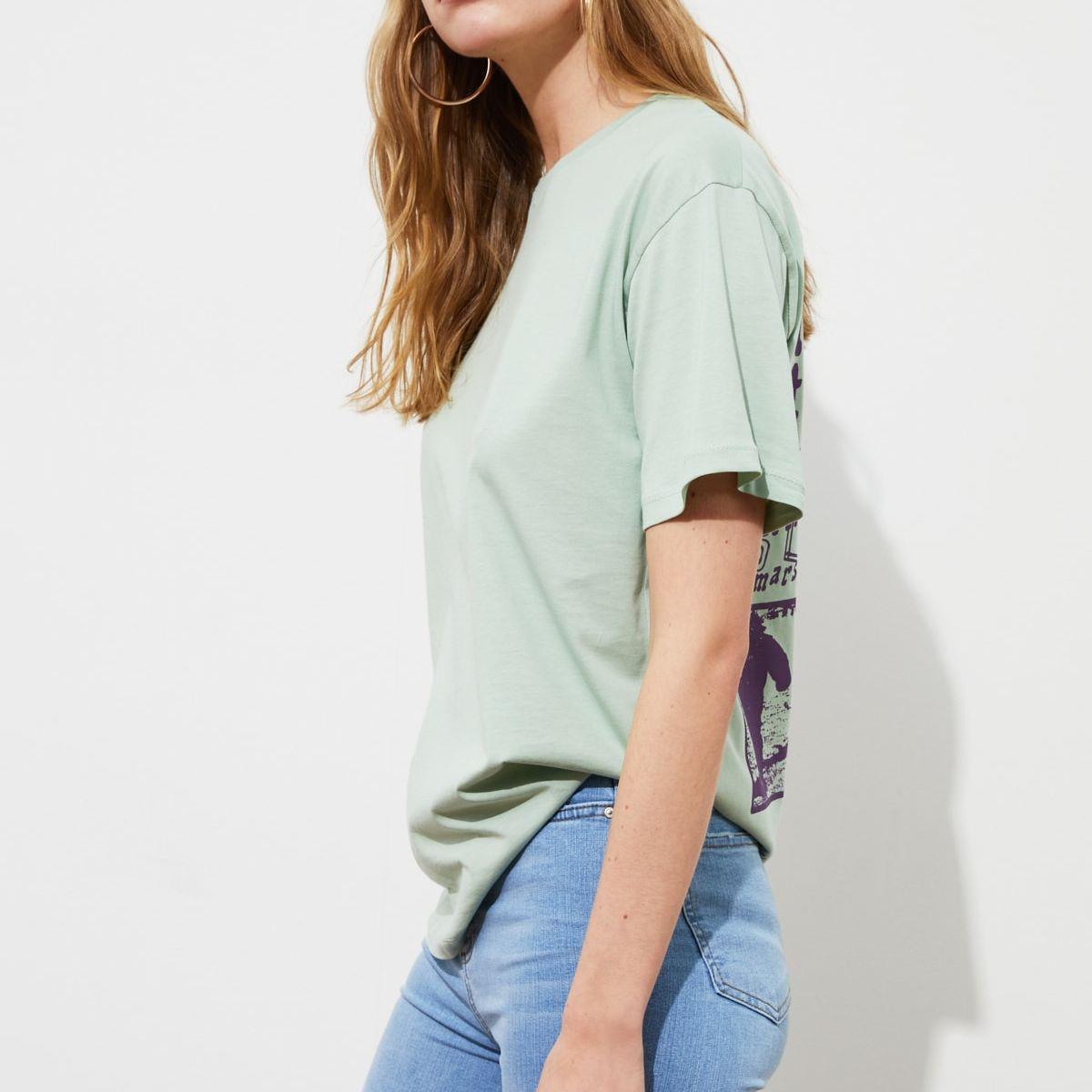 Trendyol Short Sleeves The Intelligence Graphic Print Knitted T-shirt-women-clothing-tshirts-image-3