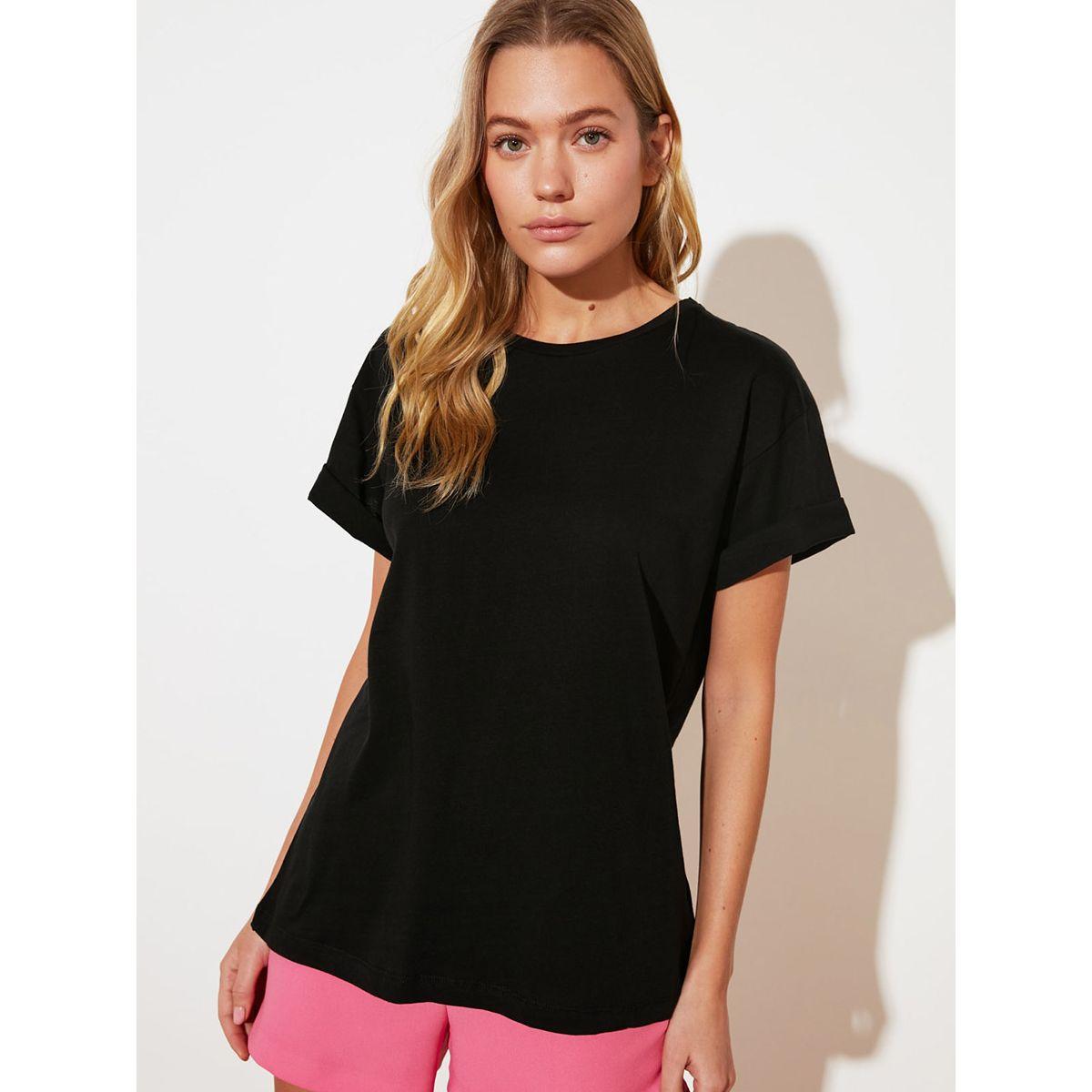 Trendyol Short Sleeves Happiness Graphic Print Regular T-shirt-women-clothing-tshirts-image-4