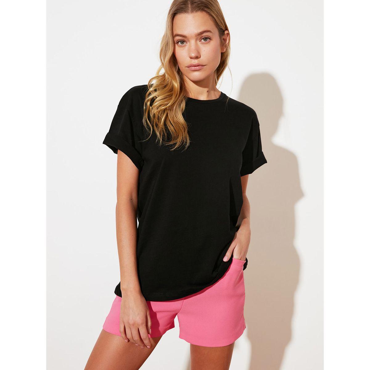 Trendyol Short Sleeves Happiness Graphic Print Regular T-shirt-women-clothing-tshirts-image-6
