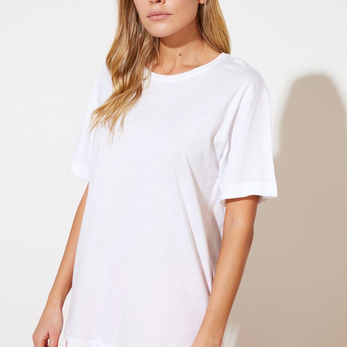 Trendyol Short Sleeves Pink Columns Graphic Print Knitted T-shirt-women-clothing-tshirts-image-3