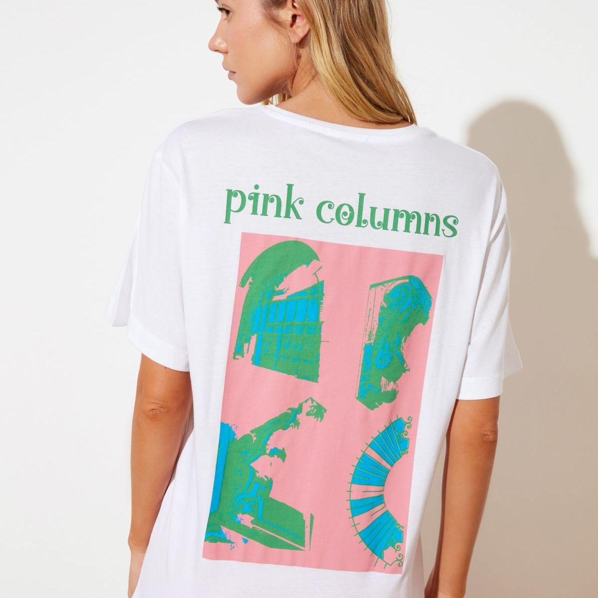 Trendyol Short Sleeves Pink Columns Graphic Print Knitted T-shirt-women-clothing-tshirts-image-4