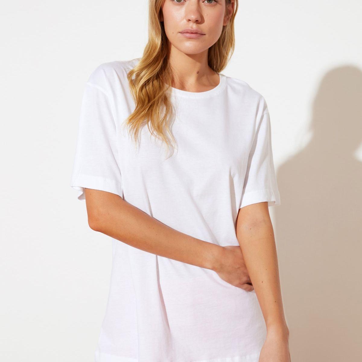 Trendyol Short Sleeves Pink Columns Graphic Print Knitted T-shirt-women-clothing-tshirts-image-5