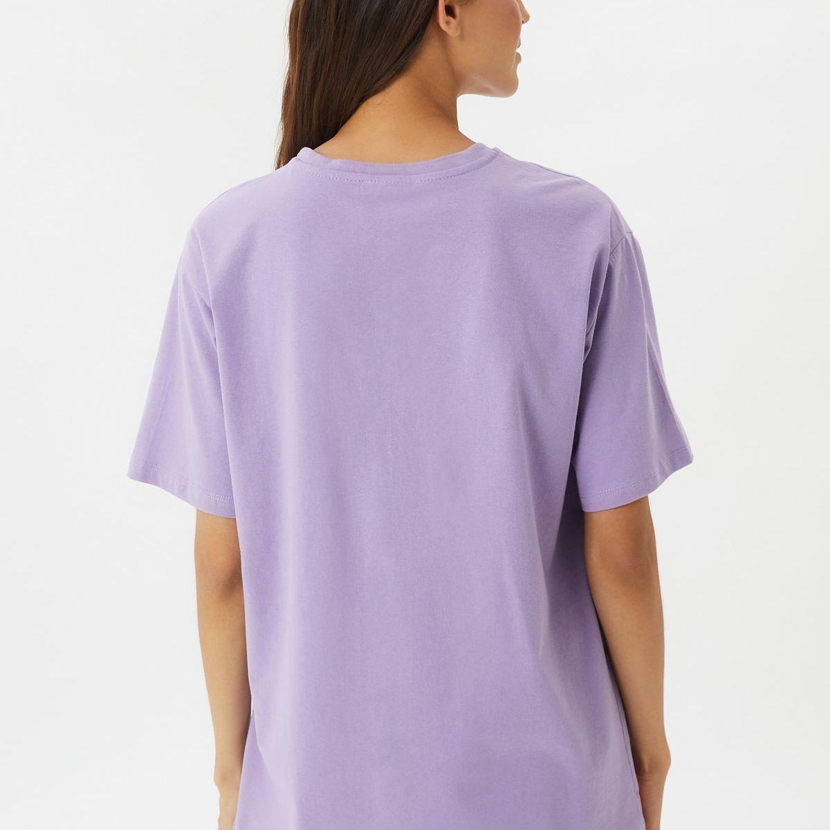 Trendyol Short Sleeves Graphic Print Oversized Longline T-shirt-women-clothing-tshirts-image-5