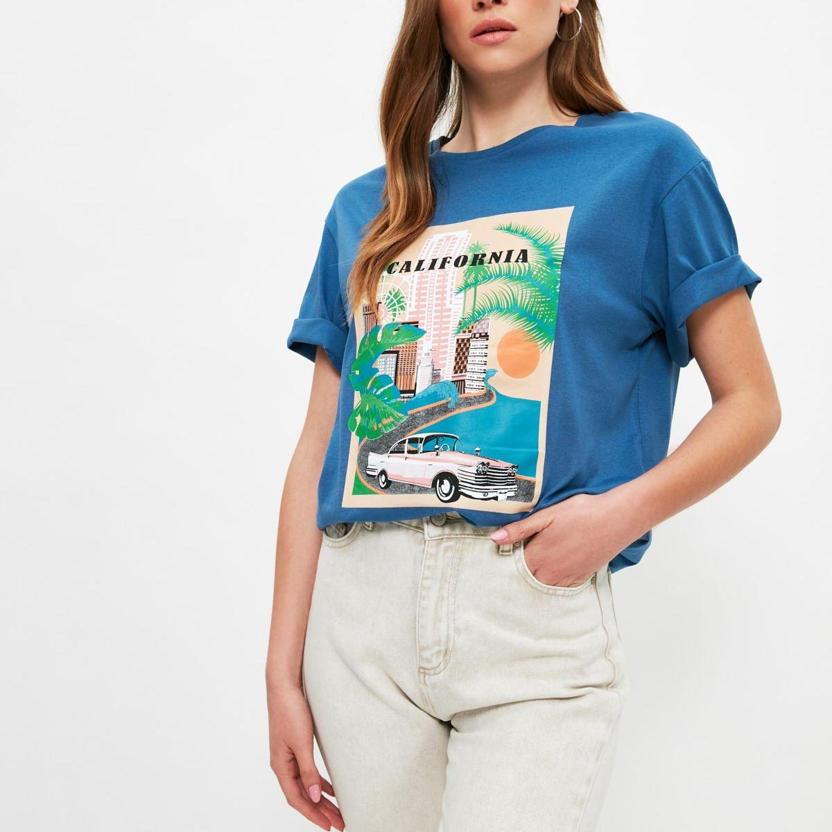 Trendyol Short Sleeves California Graphic Print Relaxed Fit T-shirt-women-clothing-tshirts-image-4