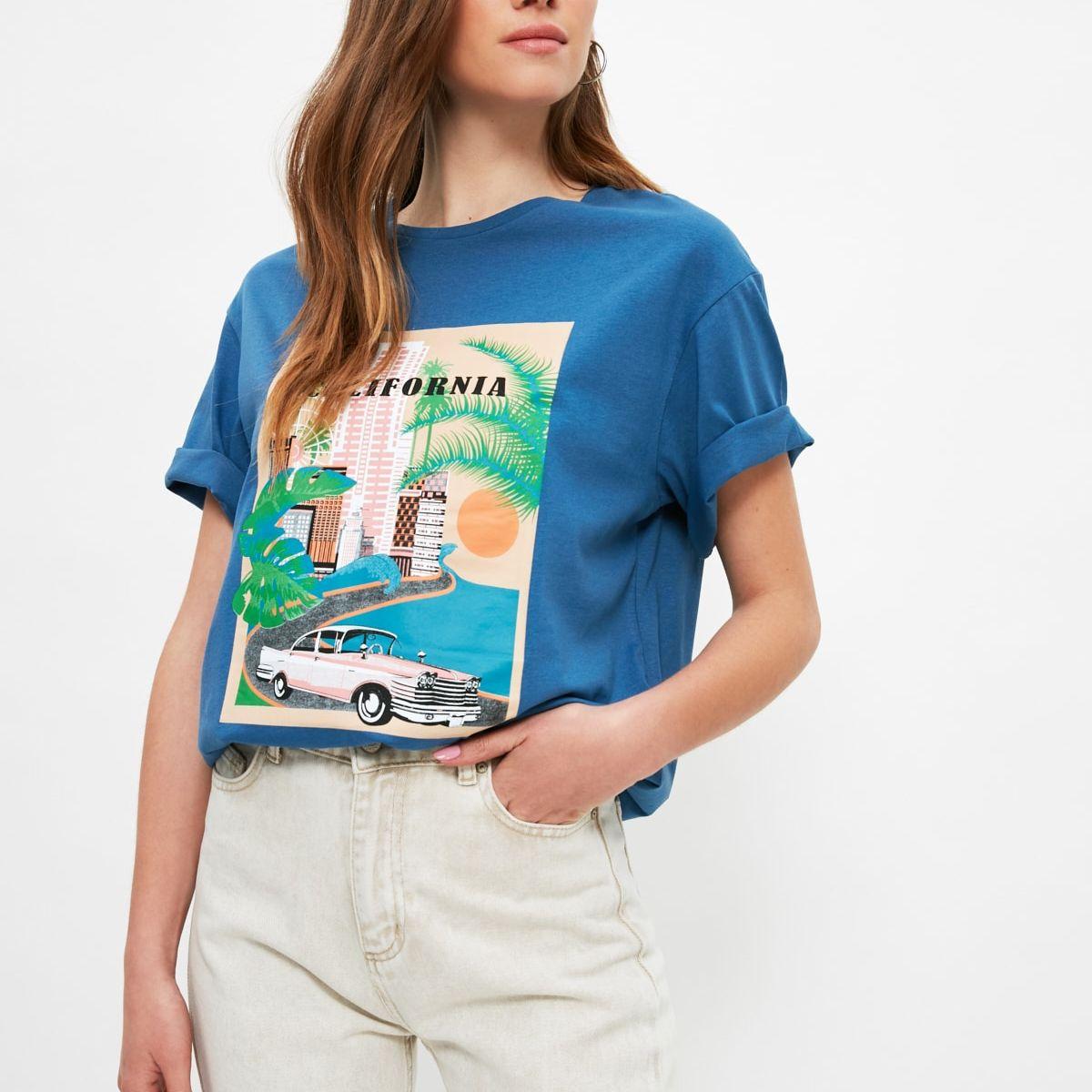 Trendyol Short Sleeves California Graphic Print Relaxed Fit T-shirt-women-clothing-tshirts-image-5