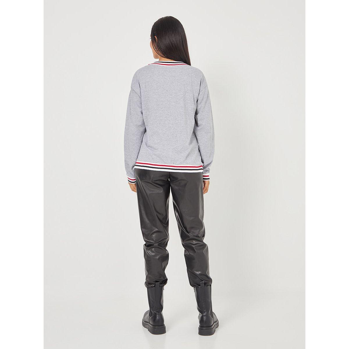 Styli Cuffed Sleeves Striped Band Winter Cotton T-shirt-women-clothing-tshirts-image-4