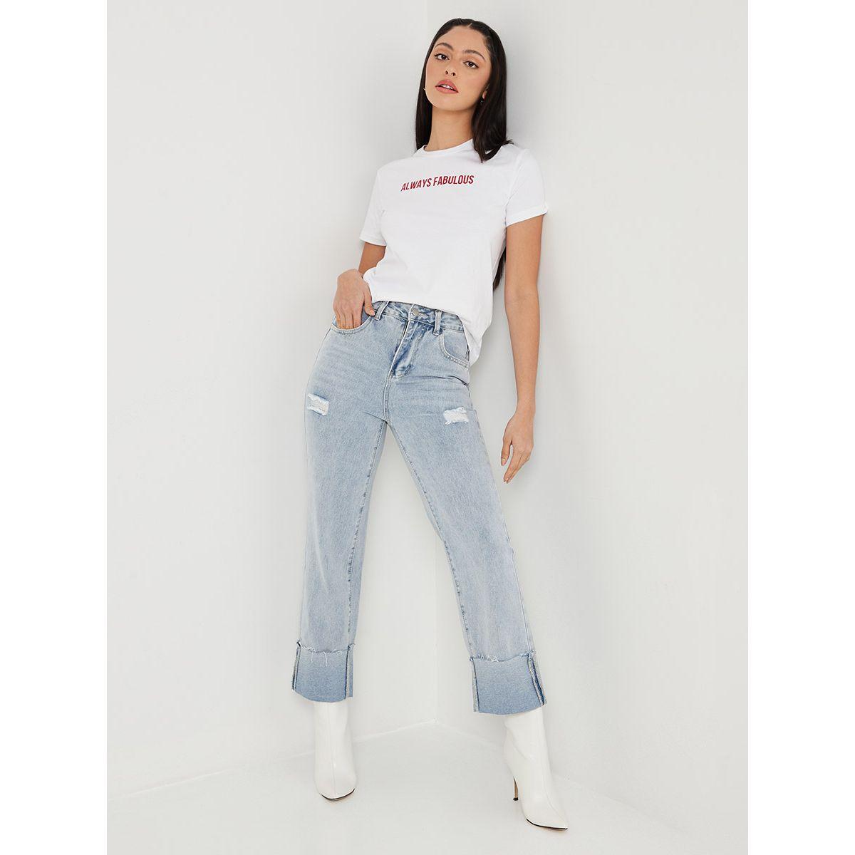 Styli Short Sleeves Always Fabulous Slogan Print Regular Fit T-shirt-women-clothing-tshirts-image-2