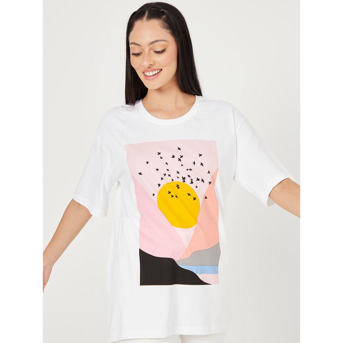 Styli Short Sleeves Landscape Graphic Print Oversized T-shirt-women-clothing-tshirts-image-3